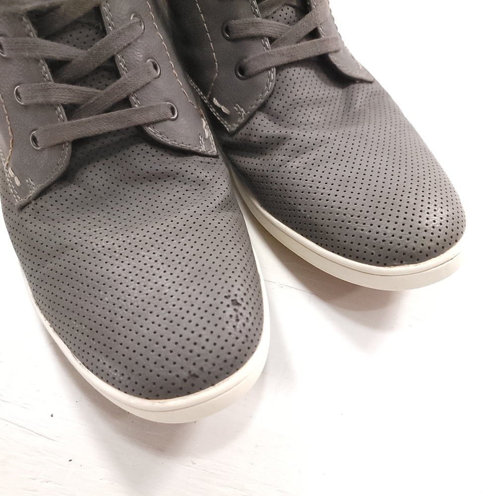 Steve Madden High Top Sneakers Gray Brown Faux Leather Chukka Mens Sz 10 - Picture 3 of 8